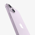 AGL05603 - iPhone 15 / 15 Plus Optik Pro Lens Protector in purple showing the back and partial side zoomed in on camera lens