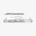 ACS10041 - iPhone 17 Pro Max Case Ultra Hybrid Zero One (MagFit) in Zero One Natural Titanium showing the inner sticker, hovering above the detached magnet ring and the case