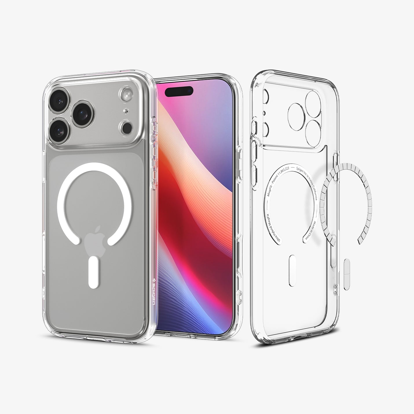 ACS10035 - iPhone 17 Pro Max Ultra Hybrid (MagFit) in Clear White showing the back, partial inner, partial front and sides