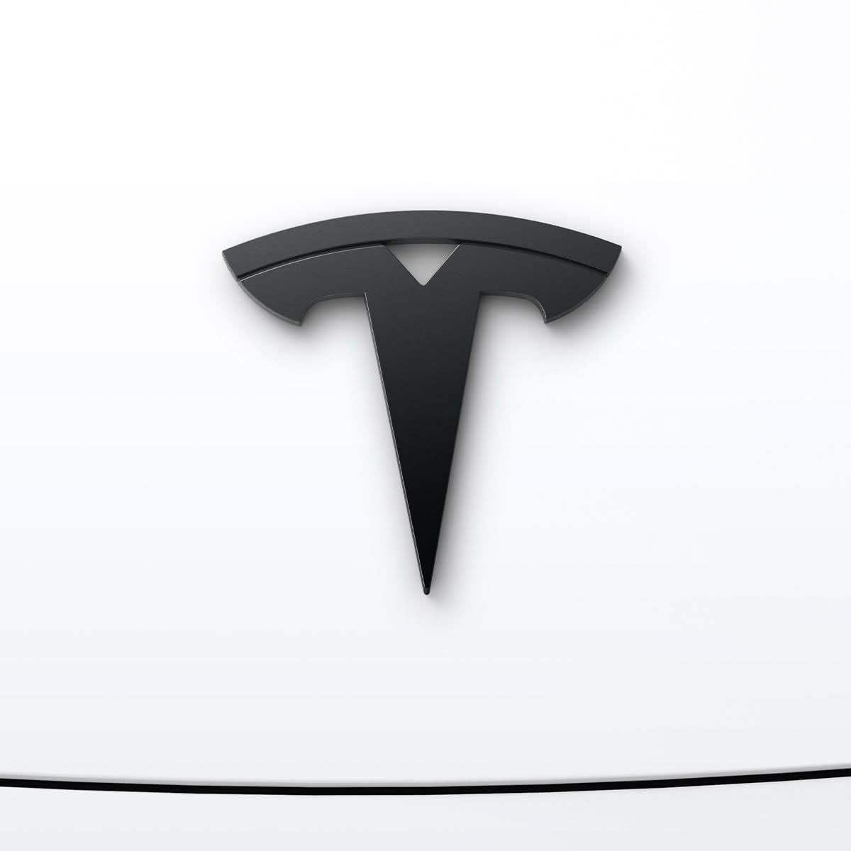 ACP08547 - Tesla Model 3 Highland Front Emblem Logo Cover TO321H in Black showing the front
