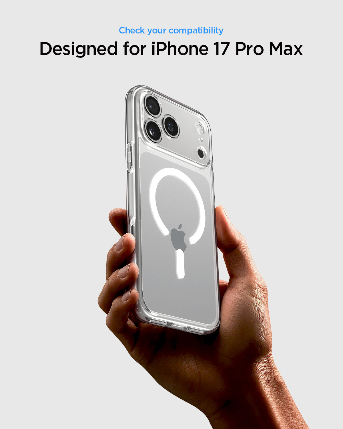 ACS10035 - iPhone 17 Pro Max Ultra Hybrid (MagFit) in Clear White showing  check your compatibility