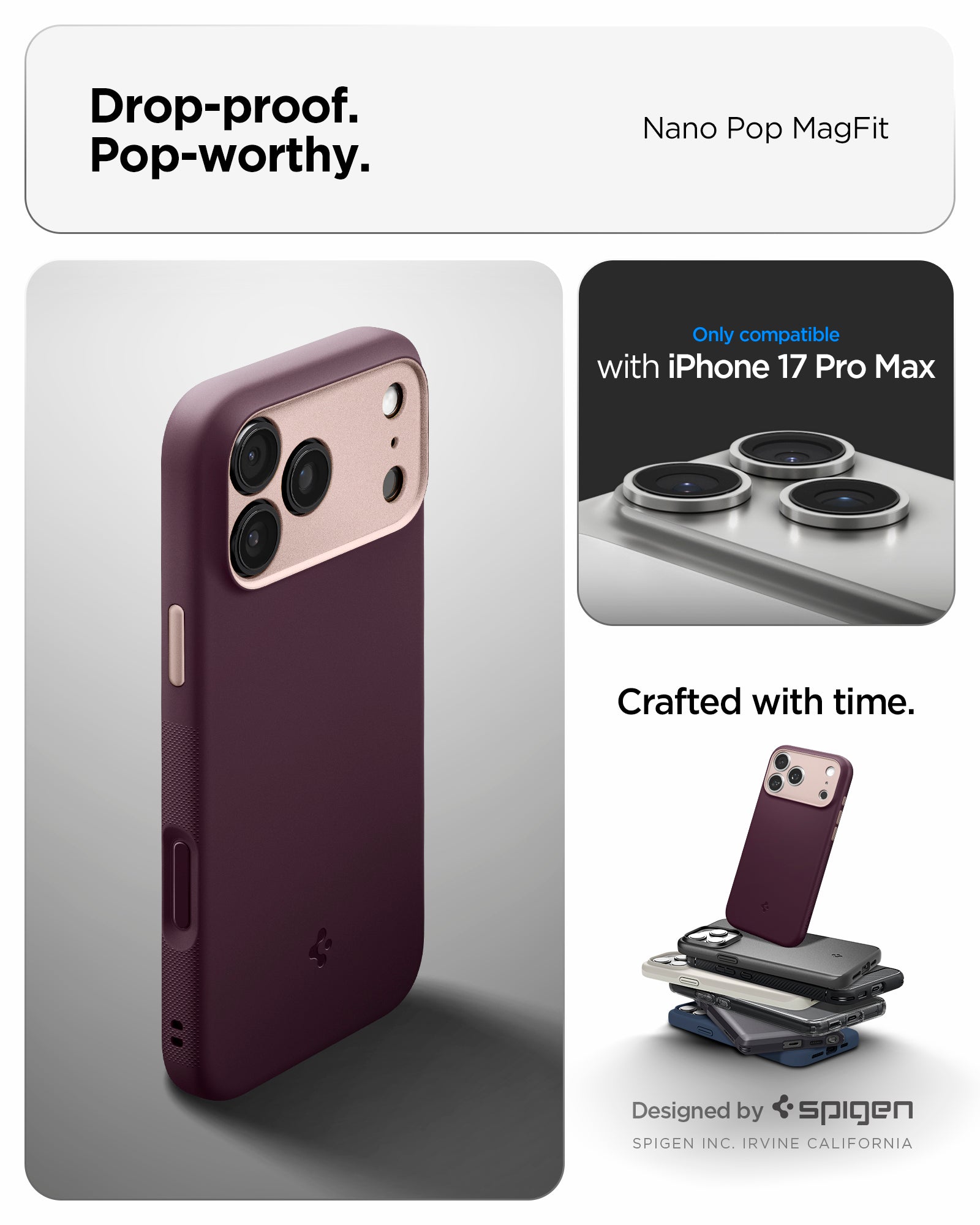 ACS09914 - iPhone 17 Pro Max Case Nano Pop (MagFit) in burgundy bean 