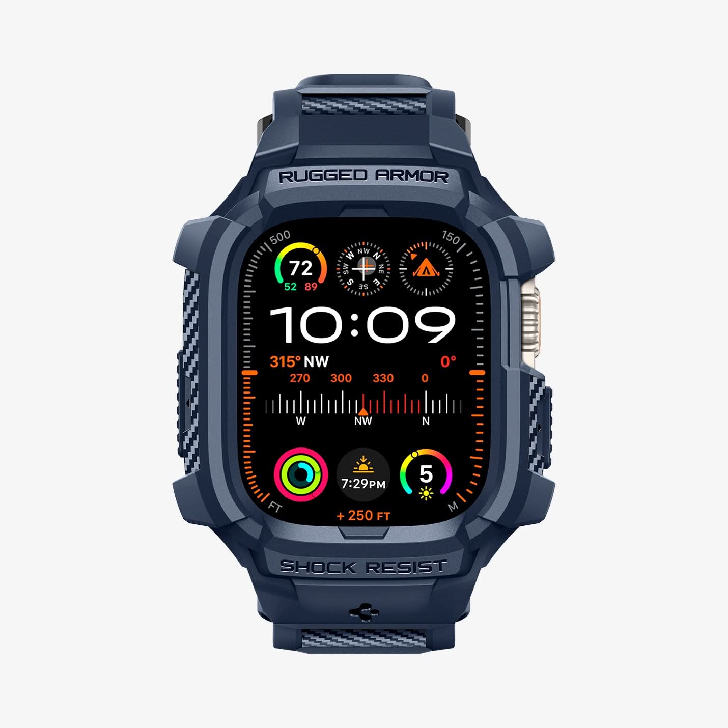 ACS07389 - Apple Watch (49mm) Rugged Armor Pro in Navy Blue showing the front