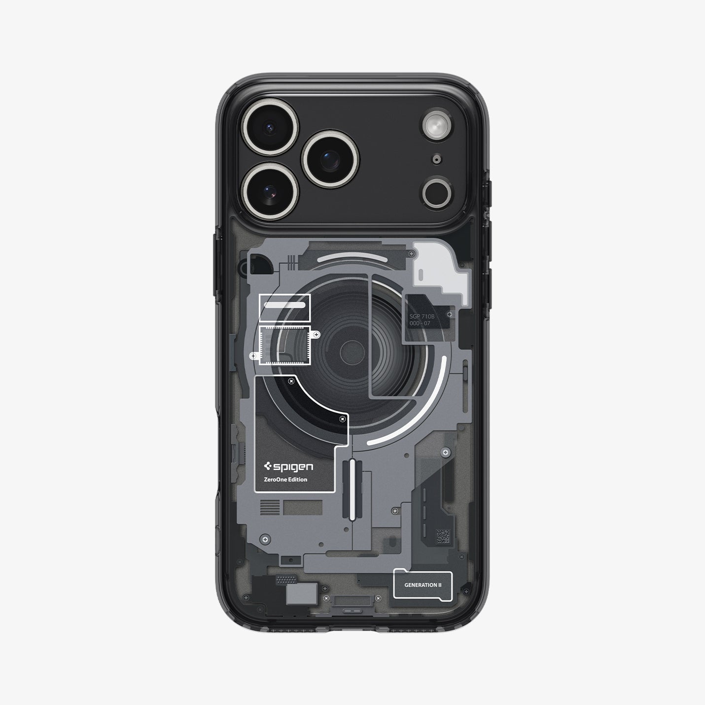 ACS10042 - iPhone 17 Pro Max Case Ultra Hybrid Zero One (MagFit) in Zero One Black showing the back