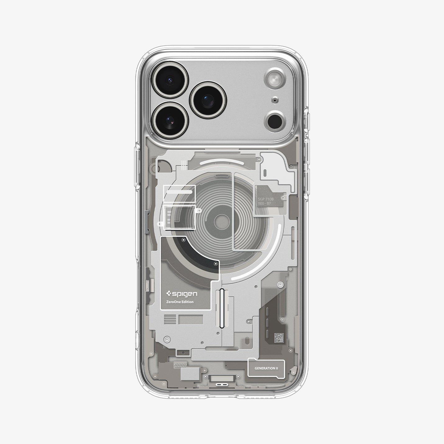 ACS10041 - iPhone 17 Pro Max Case Ultra Hybrid Zero One (MagFit) in Zero One Natural Titanium showing the back
